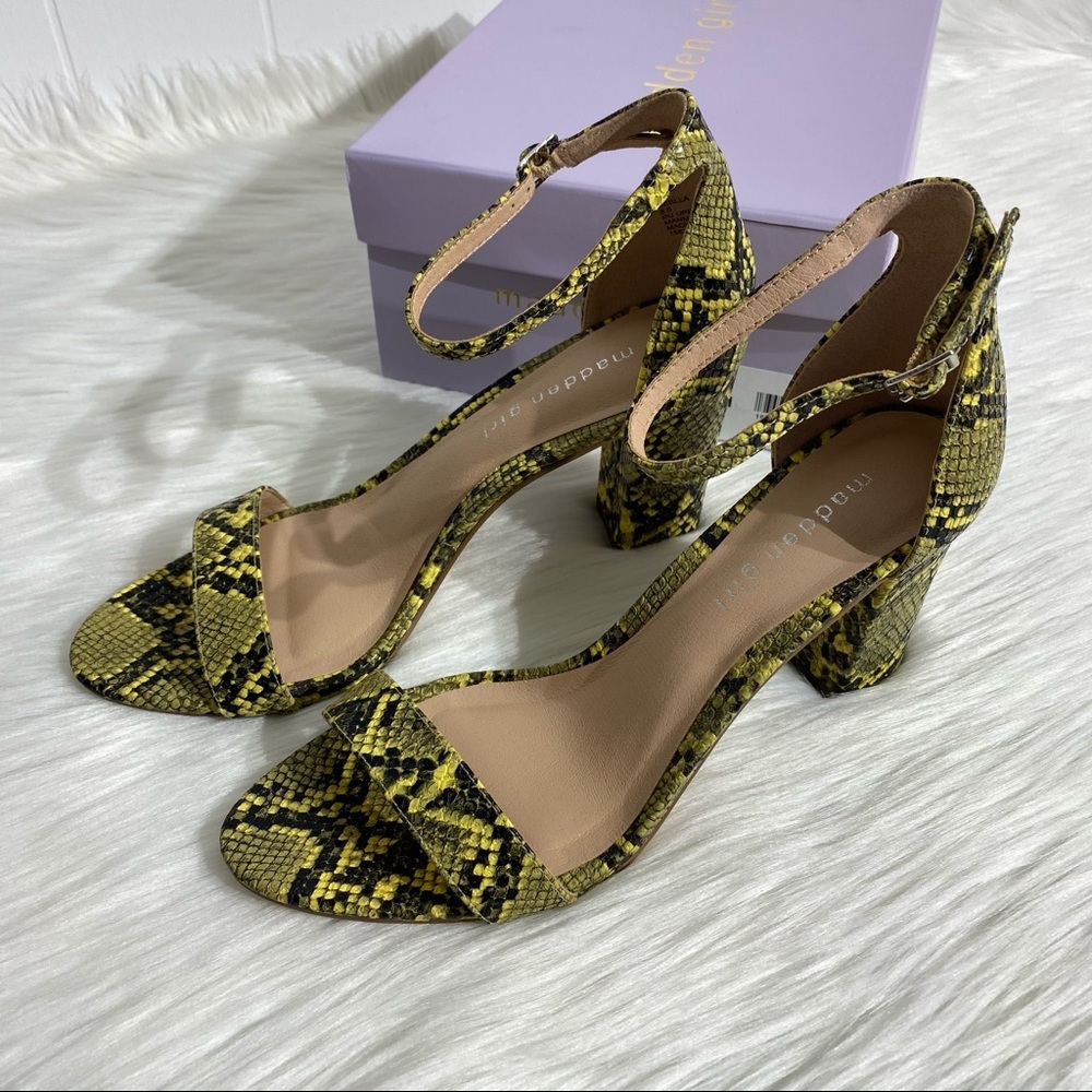 Madden Girl Beella Sandal Heel Snake Print 8.5.